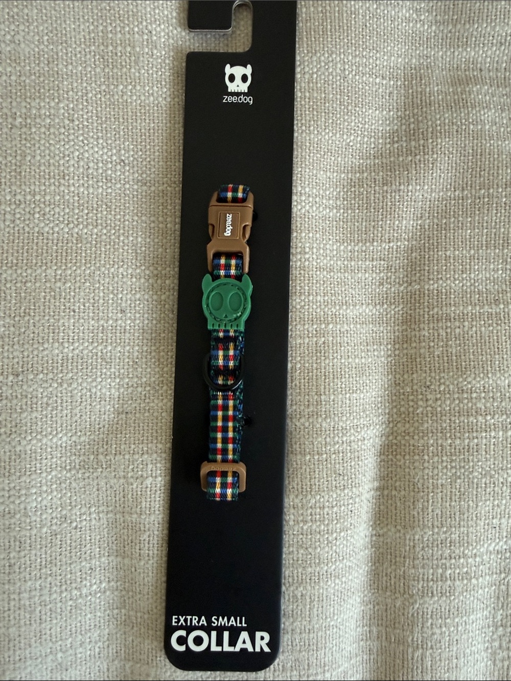 Zeedog Extra Small Collar - Multicolor Stripe with Green Accent